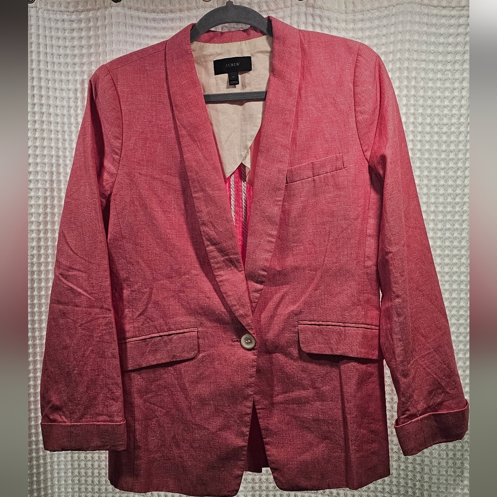 J. Crew Raspberry-Pink Single-Button Blazer